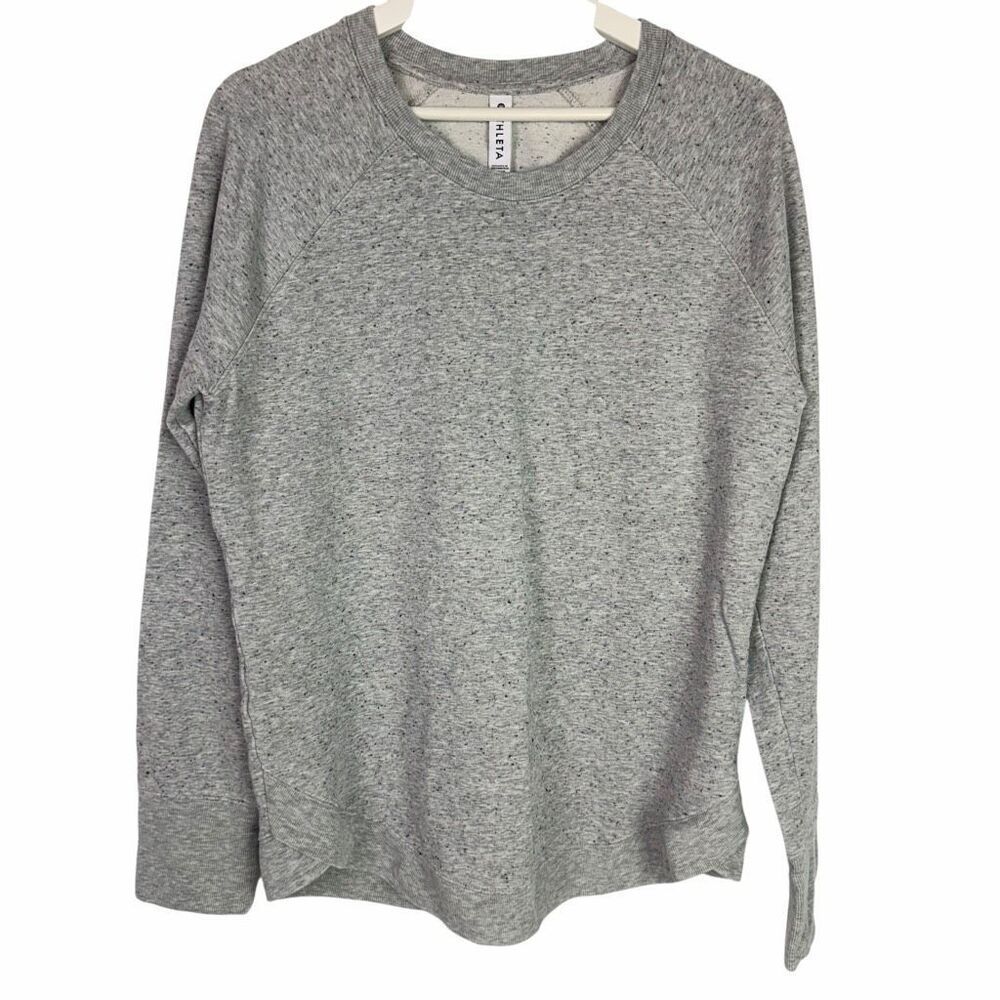 Athleta Womens Large Tall Mindset Textured Sweatshirt Gray